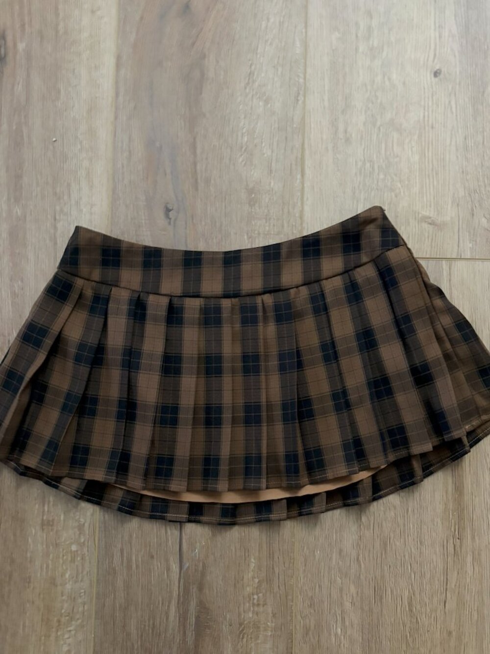 CUTEST Revolve Clothing More To Come Plaid Pleated Mini Skirt - Brown/Black